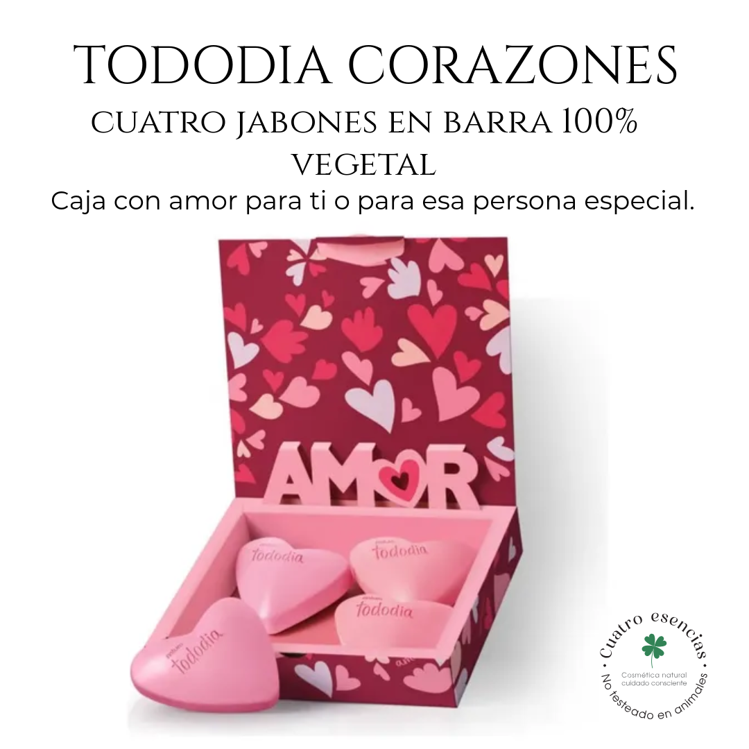 Natura Tododia Caja de Jabones en Forma de Corazón – 4 Unidades x 90 g