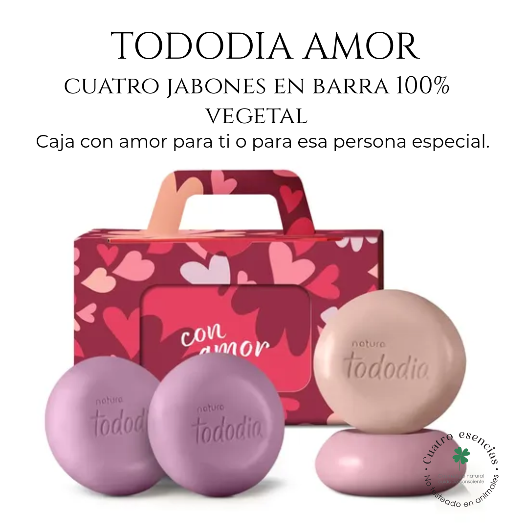 Natura Tododia “Con Amor” – Caja de Jabones en Barra Puro Vegetal (4 Unidades x 90 g)