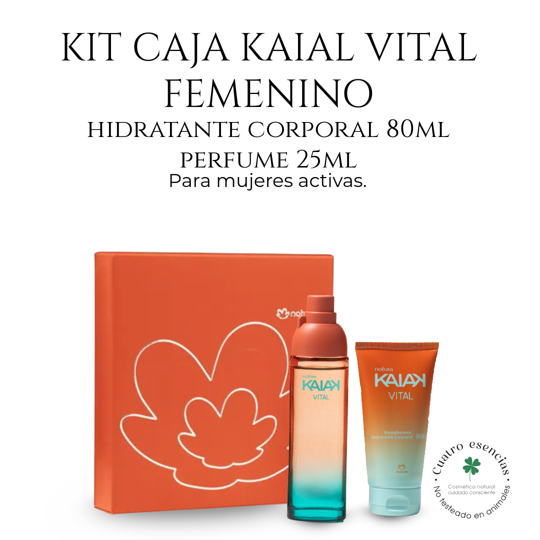 Natura Kaiak Vital Femenino – Kit Hidratante Corporal 80 ml + Eau de Toilette 25 ml