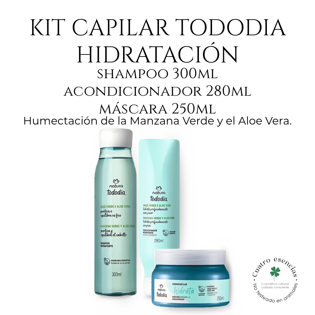 Natura Tododia Hidratación Manzana Verde y Aloe Vera – Kit Completo para el Cuidado Capilar