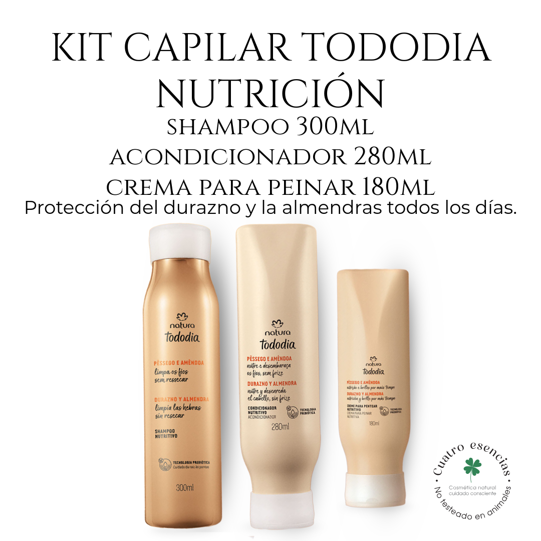 Natura Tododia Nutrición Durazno y Almendra – Kit Completo para el Cuidado Capilar