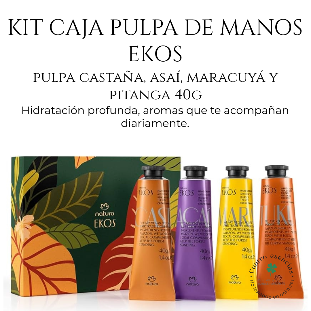 Natura Ekos – Kit x4 Cremas Hidratantes para Manos 40 g c/u
