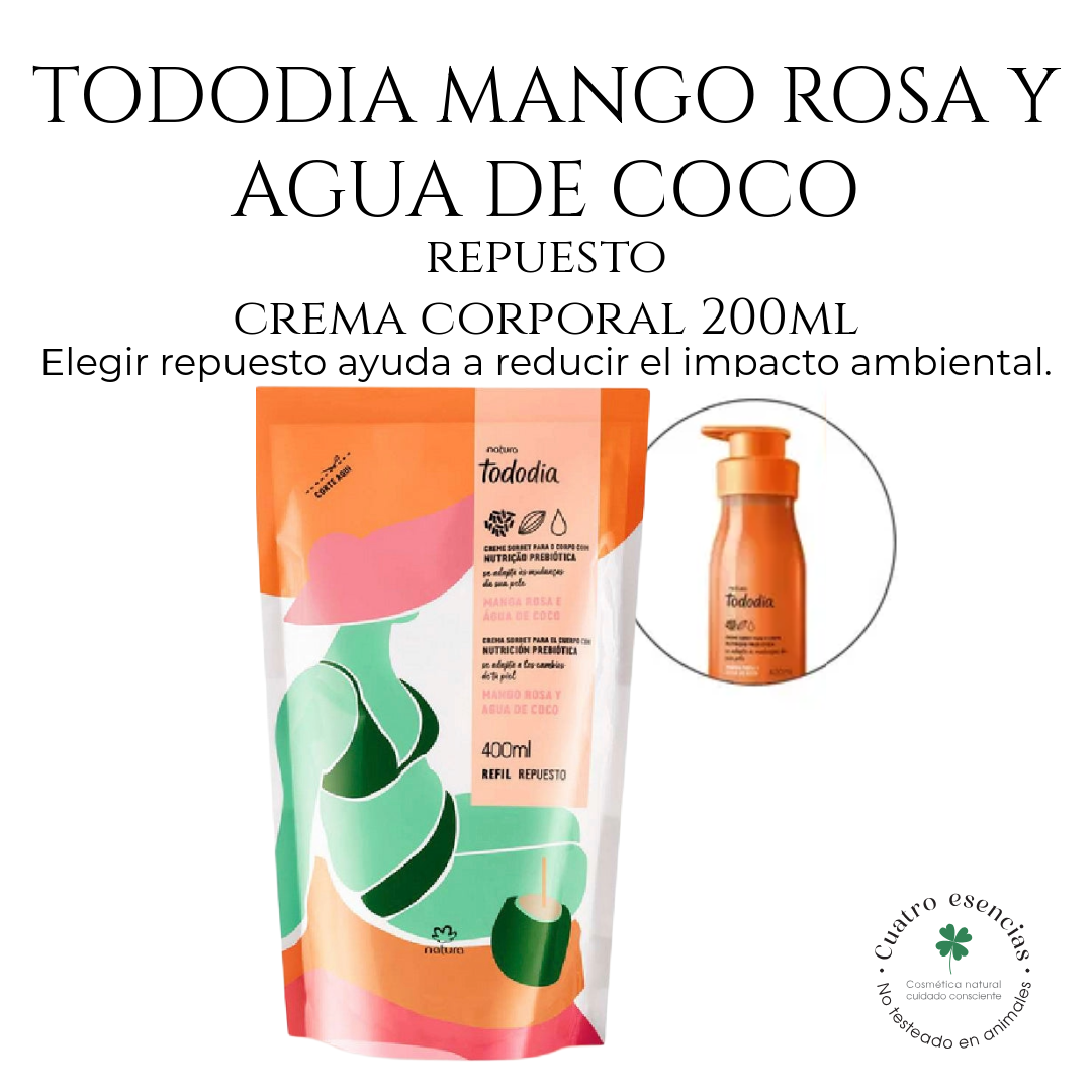 Natura Tododia Mango Rosa y Agua de Coco – Repuesto Crema Nutritiva Corporal 400 ml